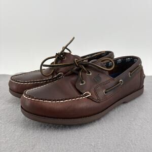 Dunham Ruggards Brown Leather Captain Mens Size 8EE Boat Shoes Lace Up